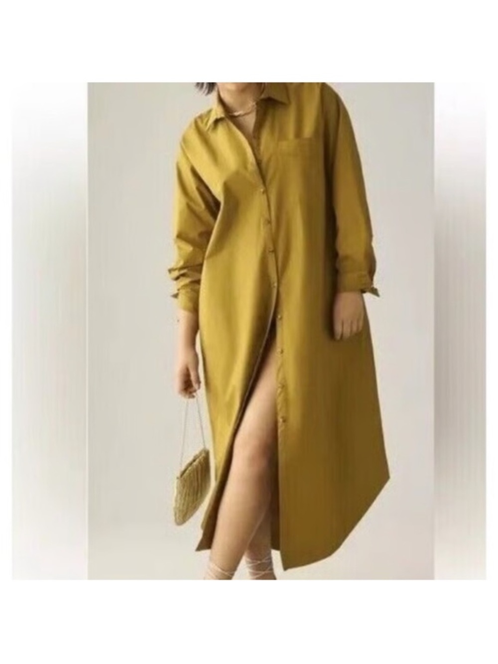 Maeve Dress Long Sleeve Button Up Dark Yellow Fall Farmers Market